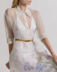 Silk Organza Shirt Dress with Iris Print