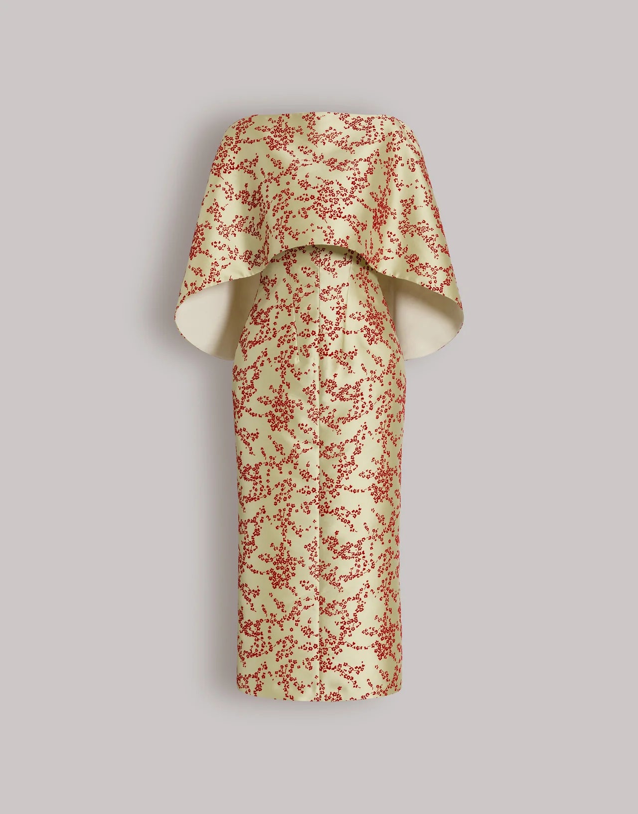 Floral Mikado Column Dress (Removable Cape)
