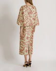 Floral Mikado Column Dress (Removable Cape)