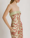 Floral Mikado Column Dress (Removable Cape)