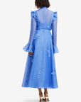 Katrina Applique Butterfly Sleeve Midi Dress - Azure