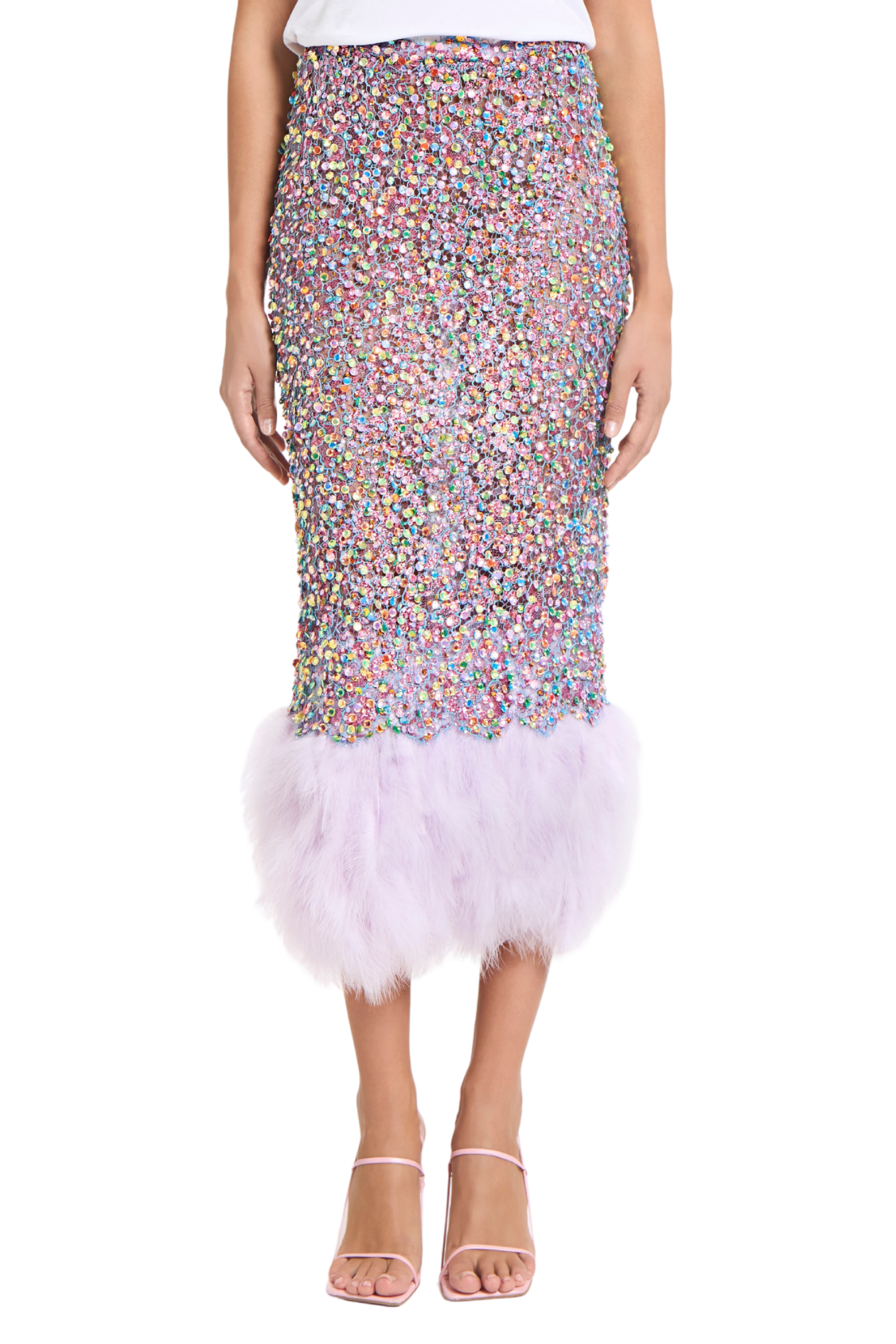 Naia Corded Sequin Feather Skirt