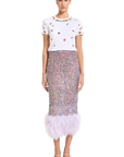 Naia Corded Sequin Feather Skirt