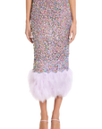 Naia Corded Sequin Feather Skirt
