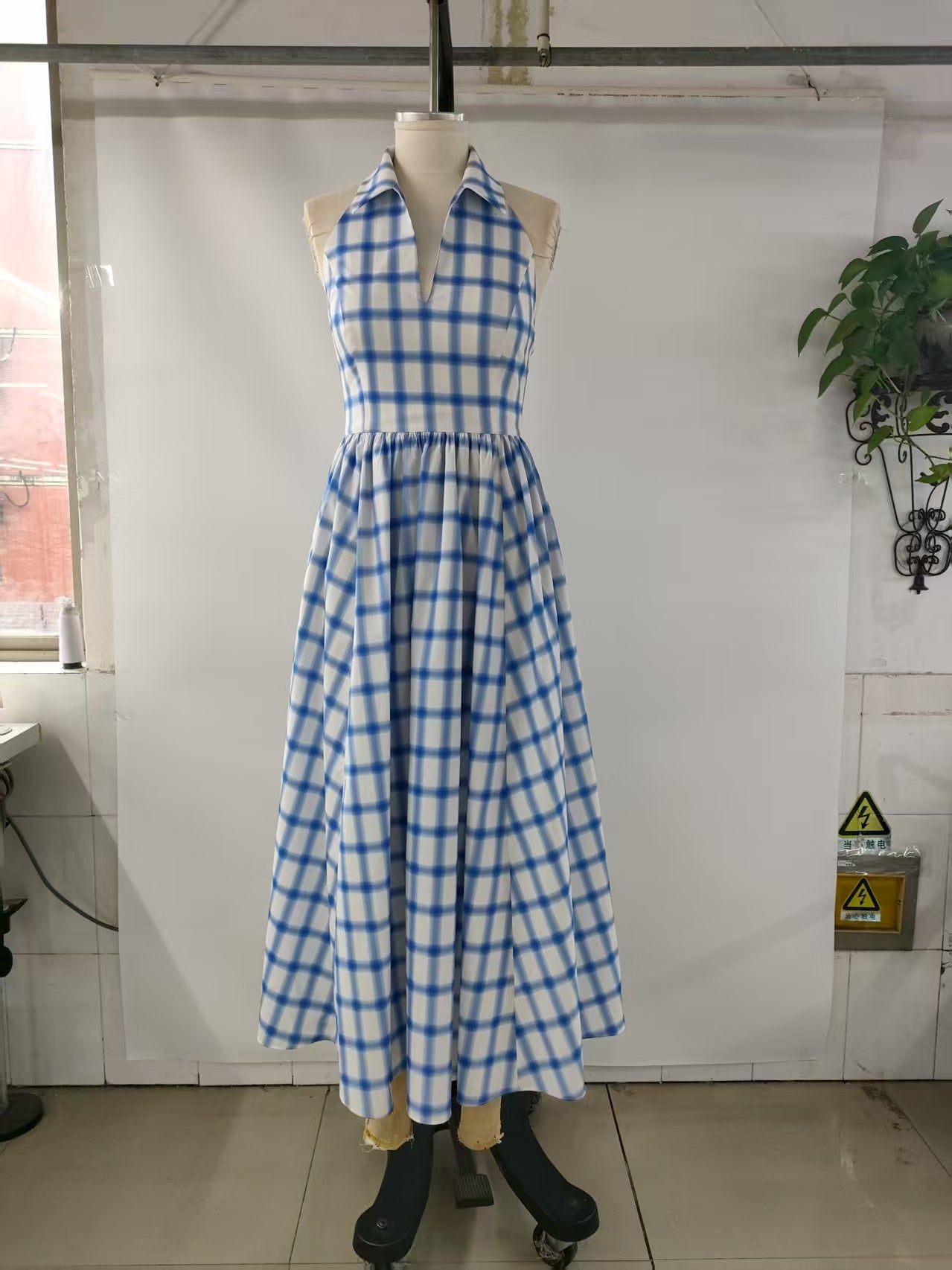 AYA COLLARED OPEN BACK MIDI DRESS