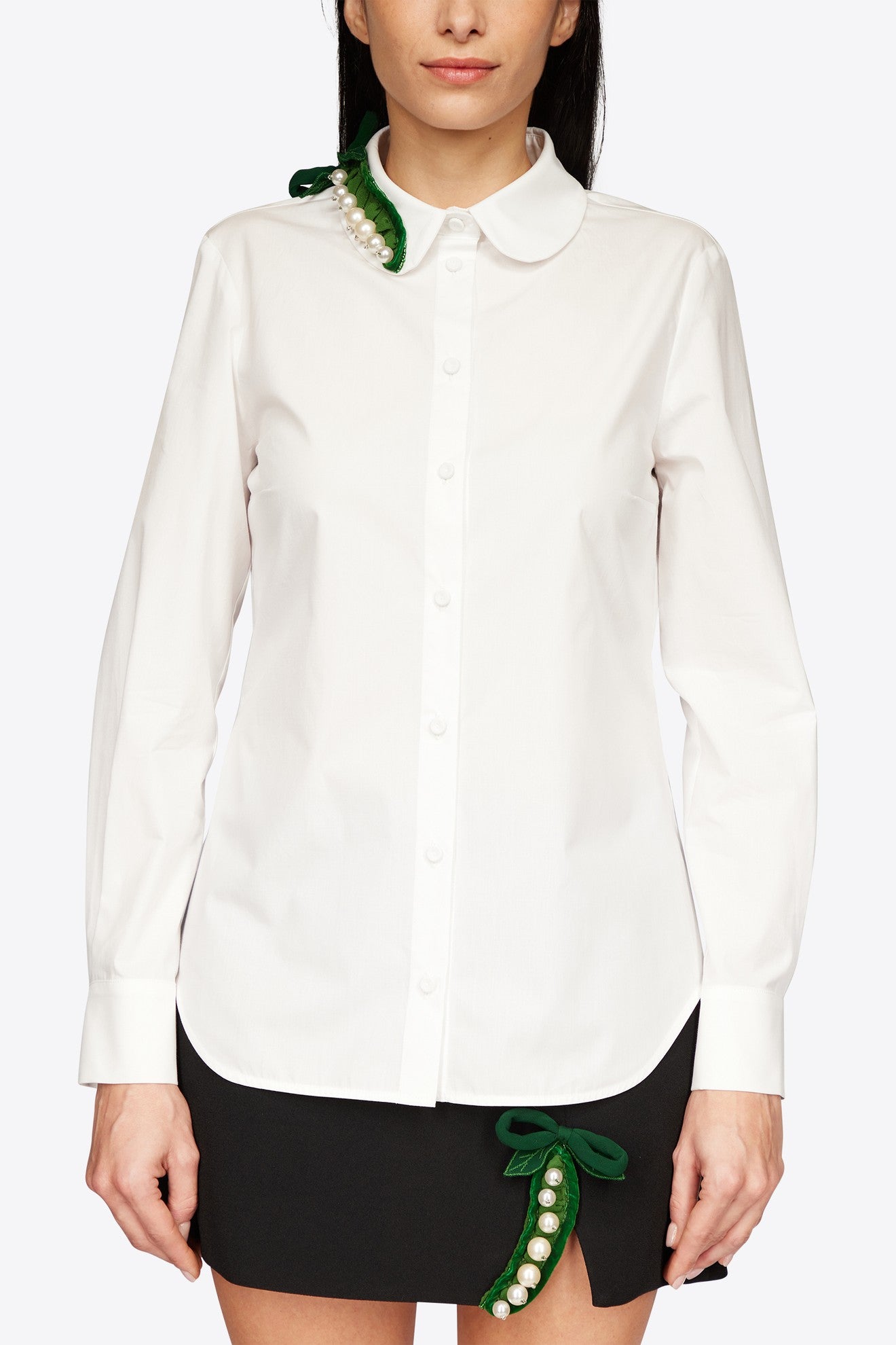 SLIM SHIRT WITH EMBROIDERY ON THE NECK