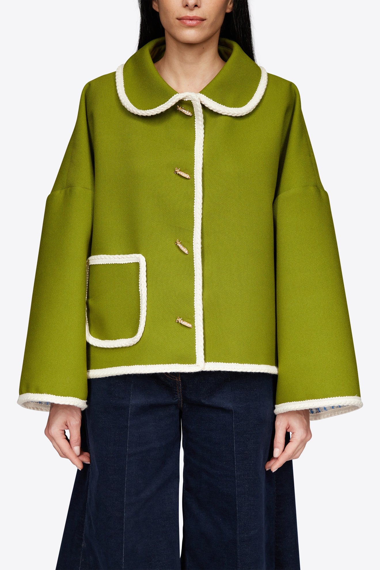 OVER CABAN COAT WITH JEWEL PEA APPLICAT