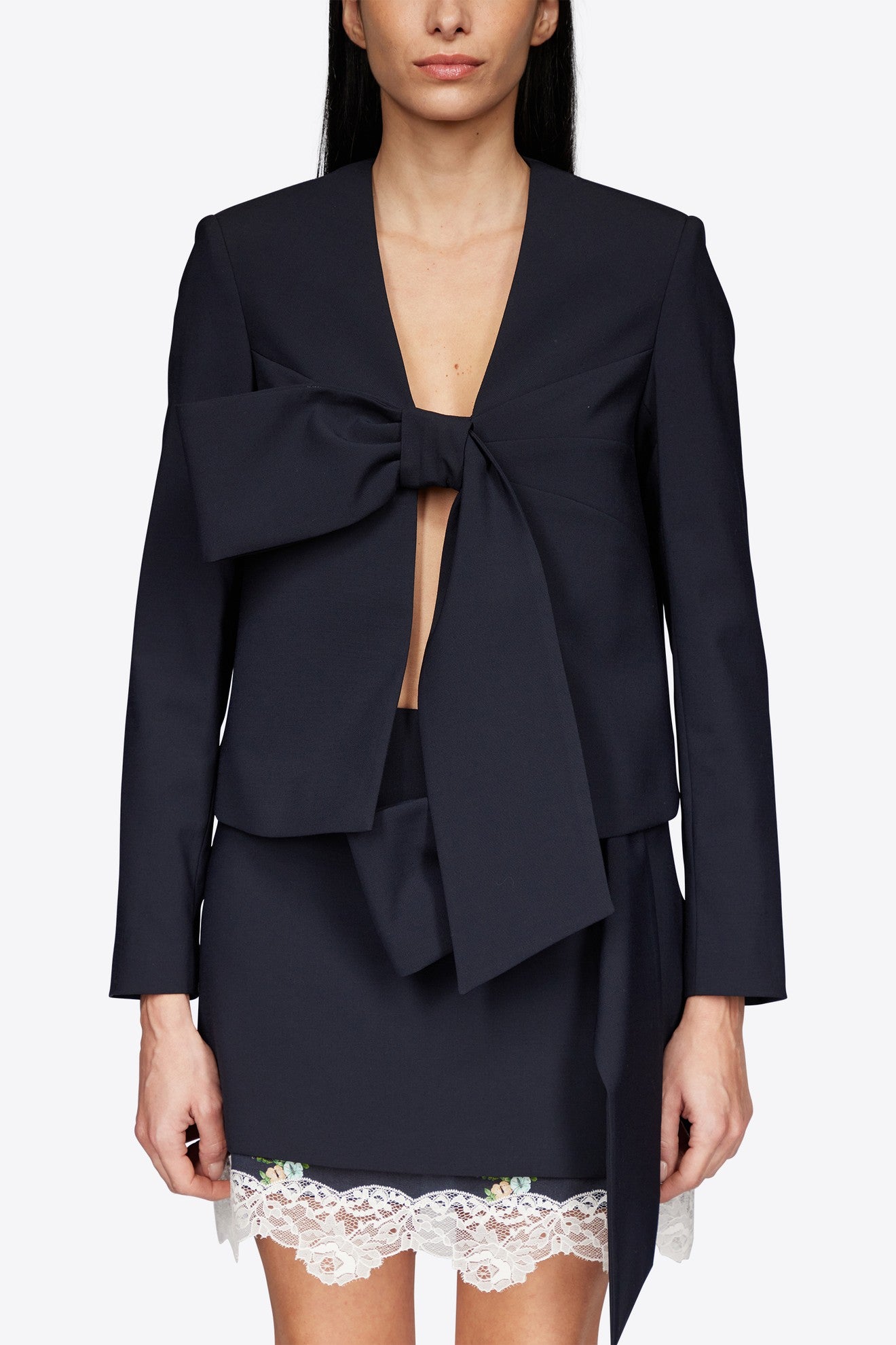 BOX JACKET WITH BOW CLOSURE