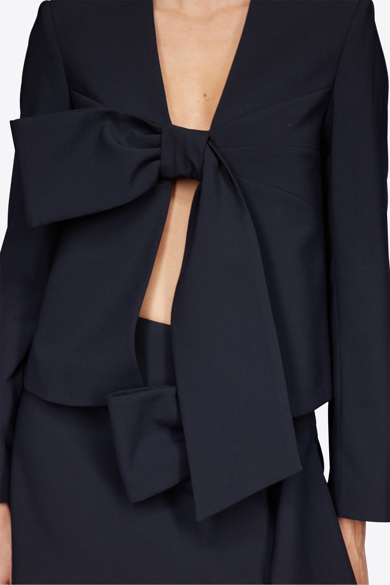 BOX JACKET WITH BOW CLOSURE