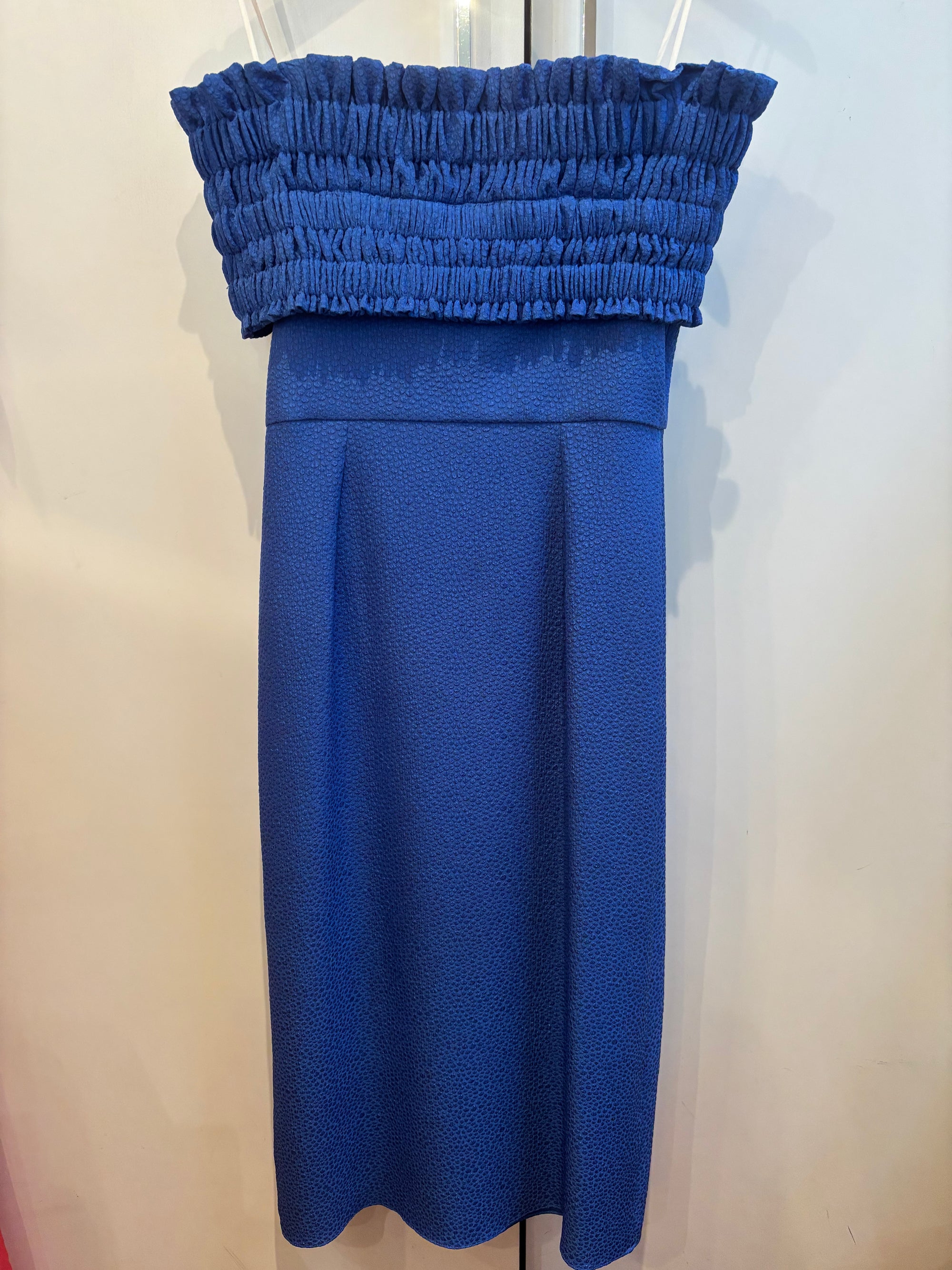 Strapless blue dress