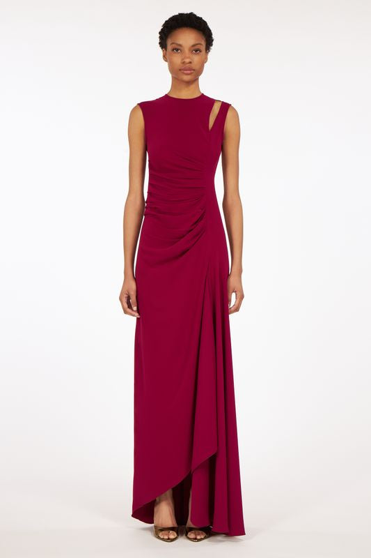 Kai- Crepe Ruchd Asym Gown