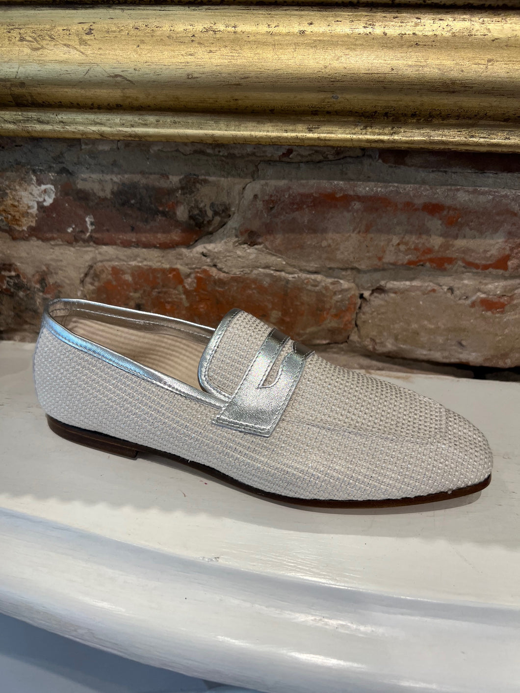 Silver Raffia Loafer