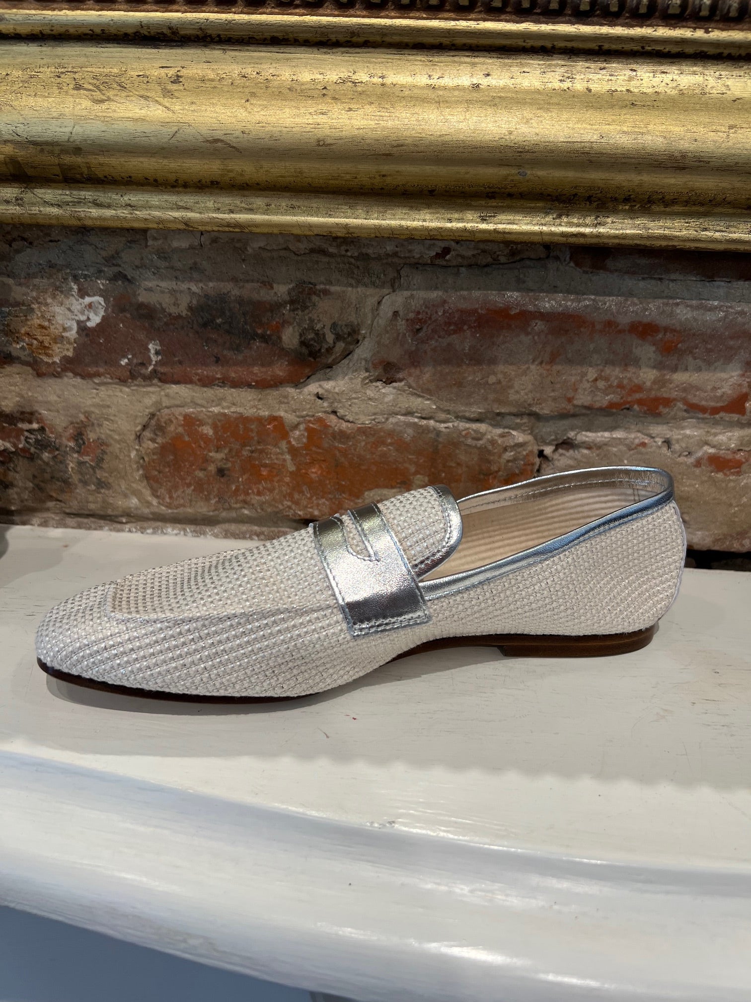 Silver Raffia Loafer