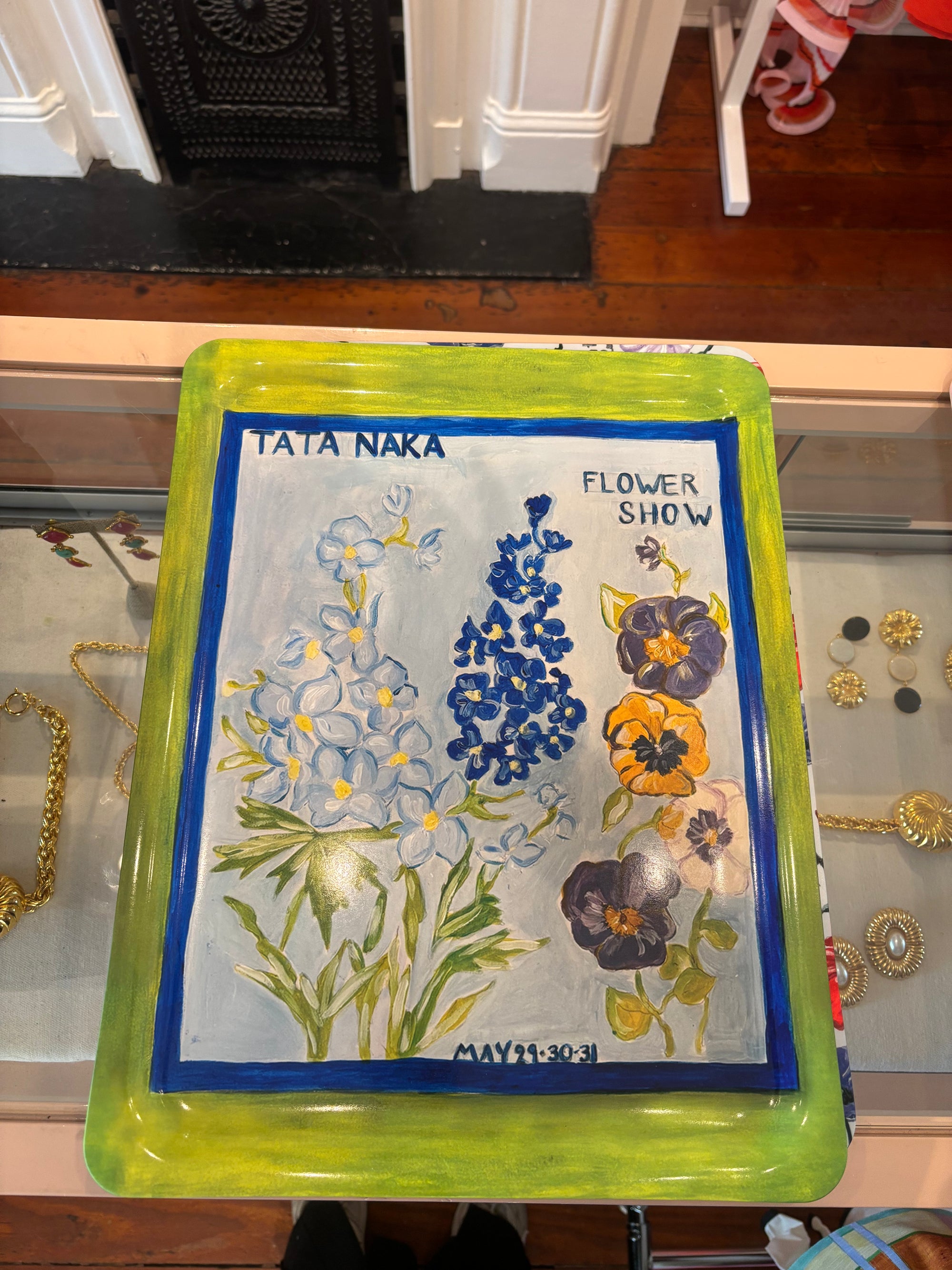 Blue Florals Print Tray