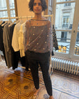 Dot lace layered blouse