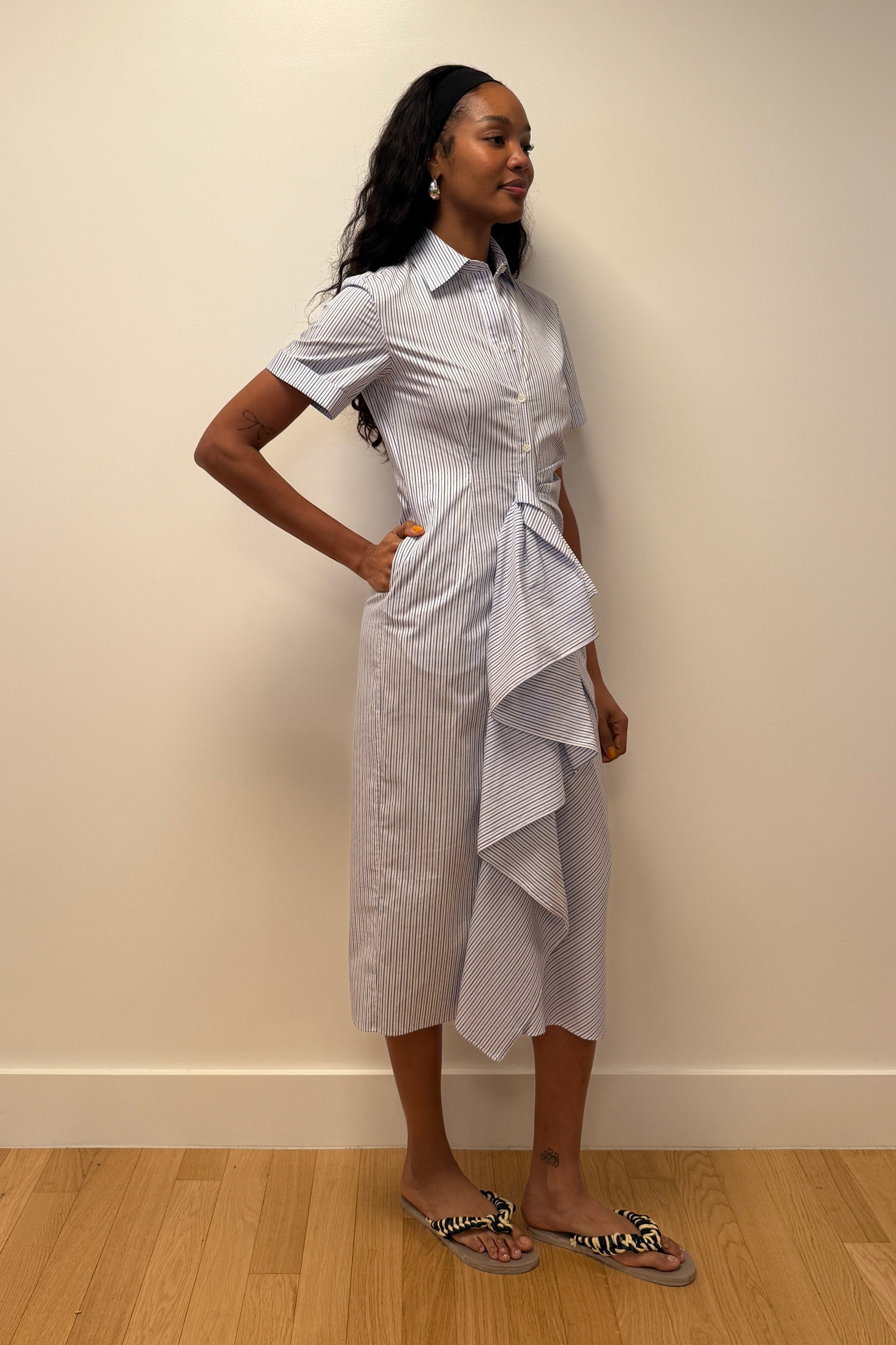Gathered Ruffle Shirt Dress