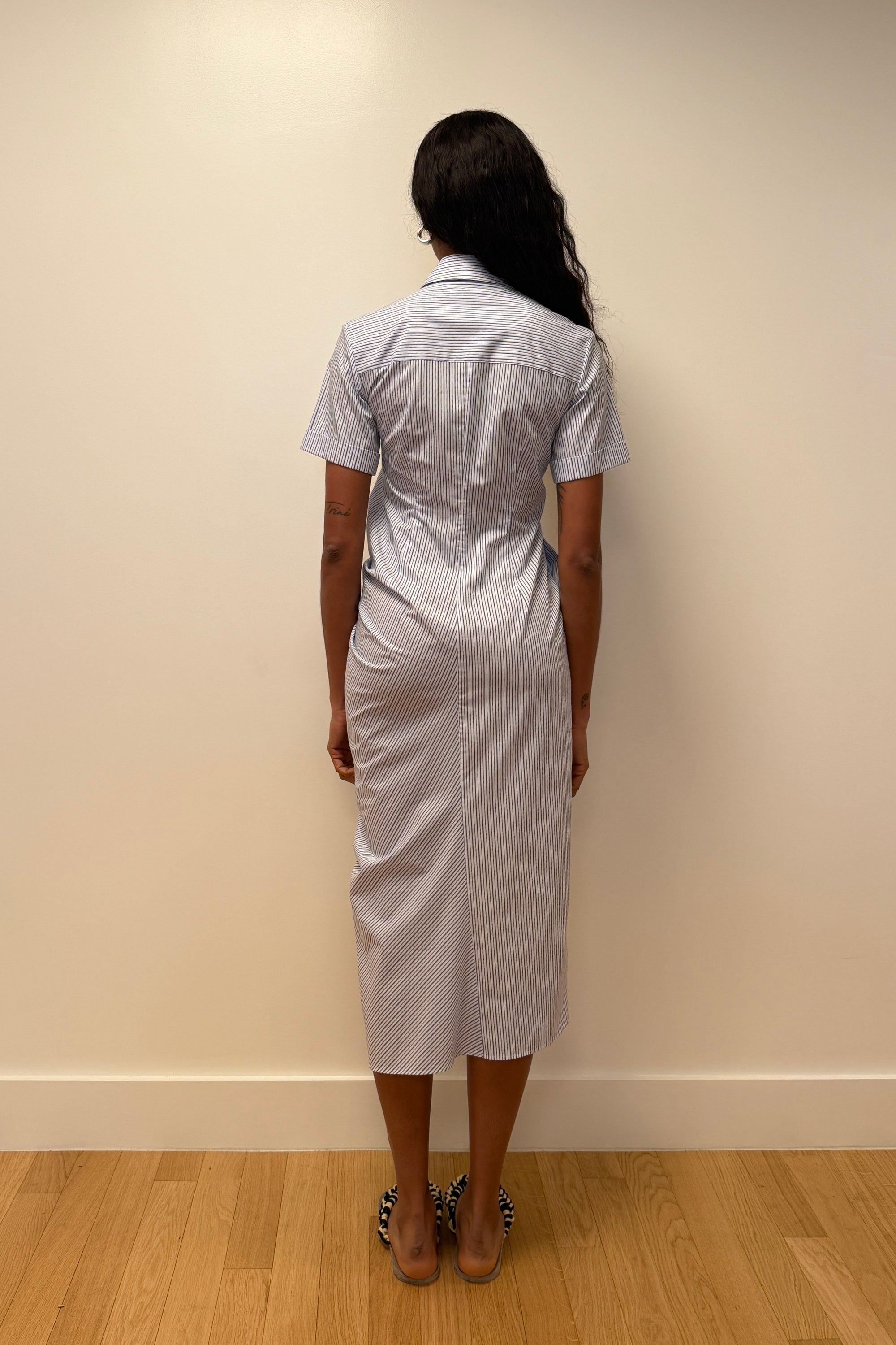 Gathered Ruffle Shirt Dress