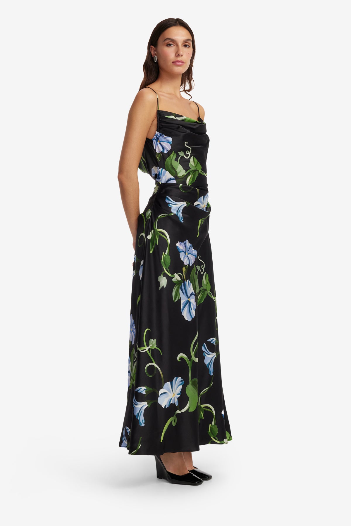 Valentina Maxi Dress - Vine Print in Ebony