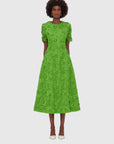 Caroline Lace Short Sleeves Midi Dress - Fern