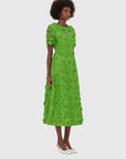 Caroline Lace Short Sleeves Midi Dress - Fern