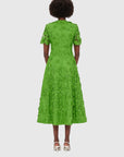 Caroline Lace Short Sleeves Midi Dress - Fern