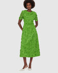 Caroline Lace Short Sleeves Midi Dress - Fern