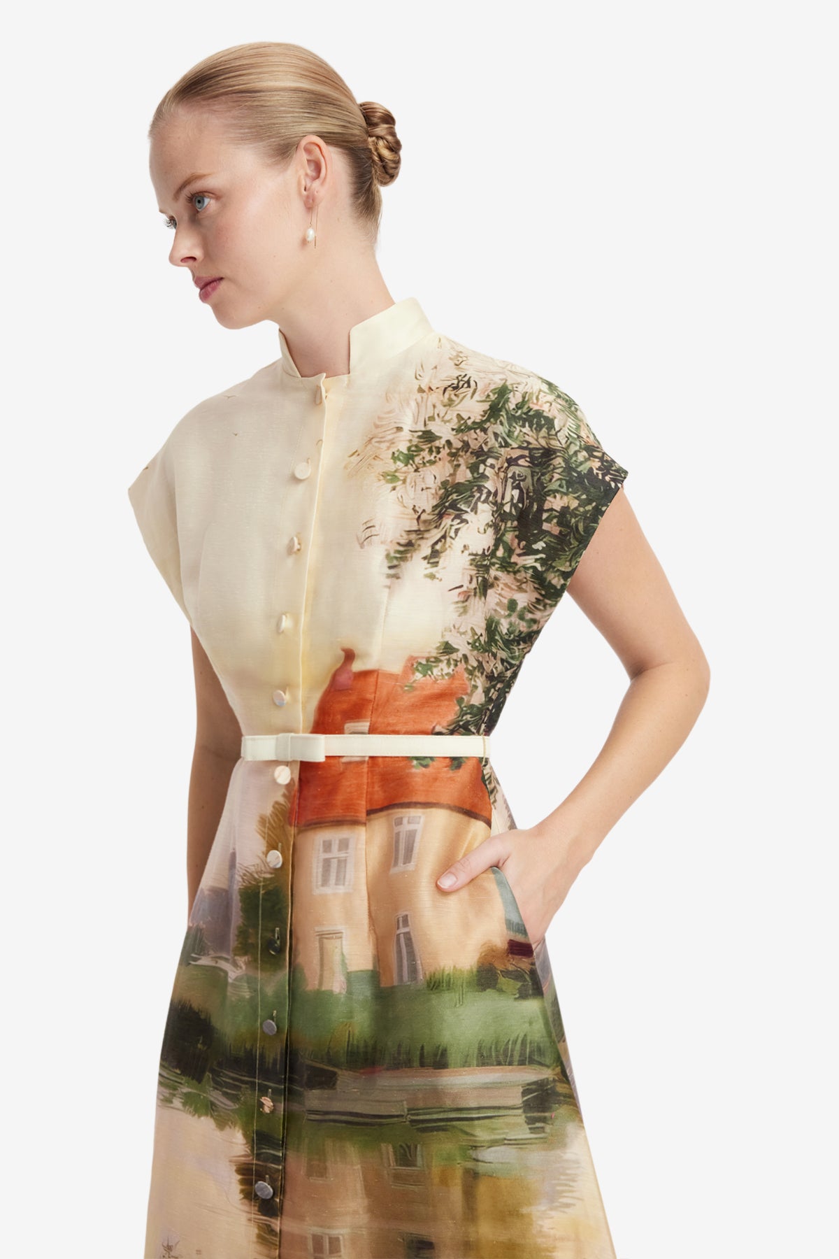 Aubrey Shirt Midi Dress - Serene Print