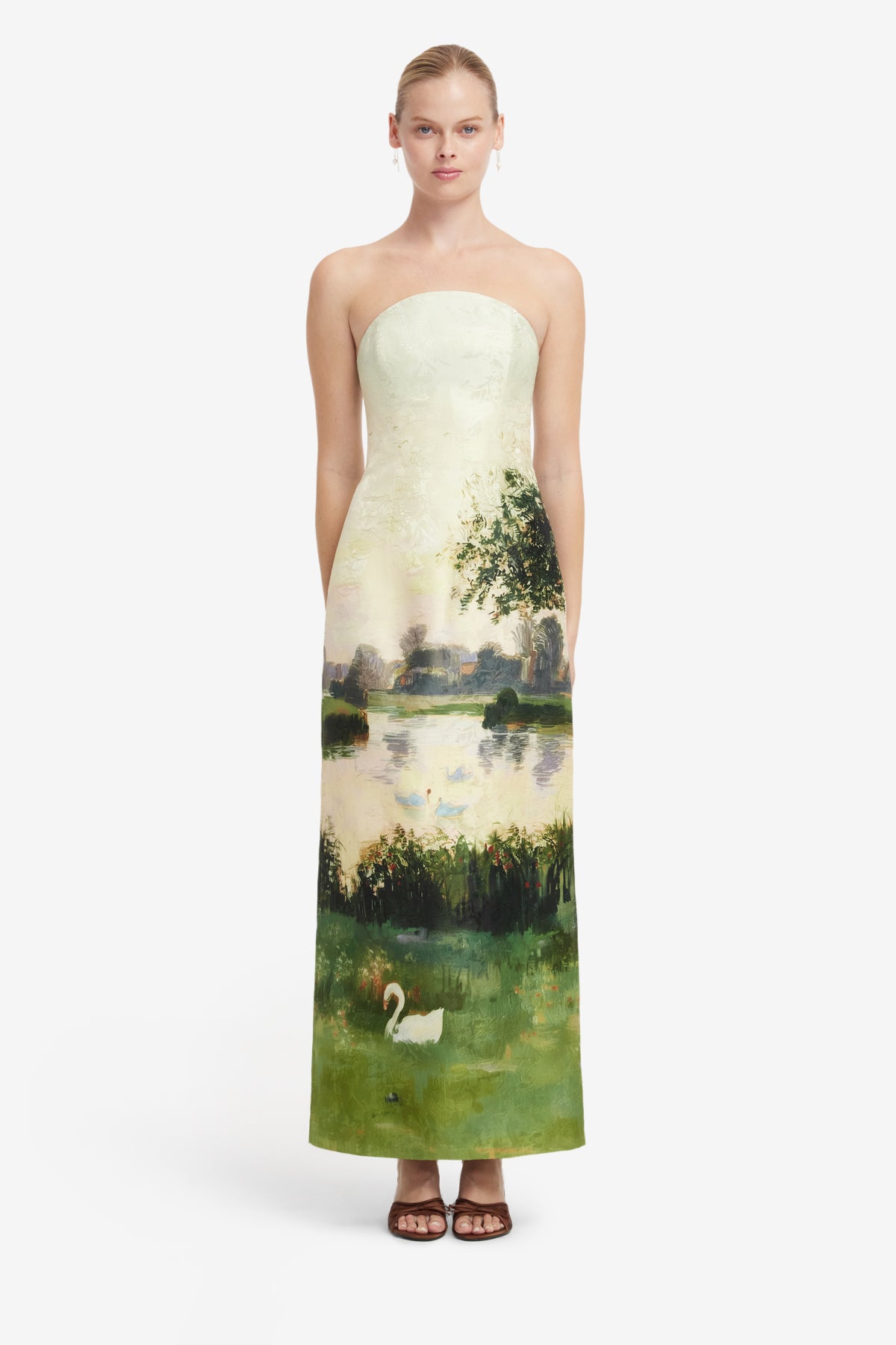 Ava Jacquard Bustier Maxi Dress - Serene Print