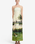 Ava Jacquard Bustier Maxi Dress - Serene Print