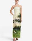 Ava Jacquard Bustier Maxi Dress - Serene Print