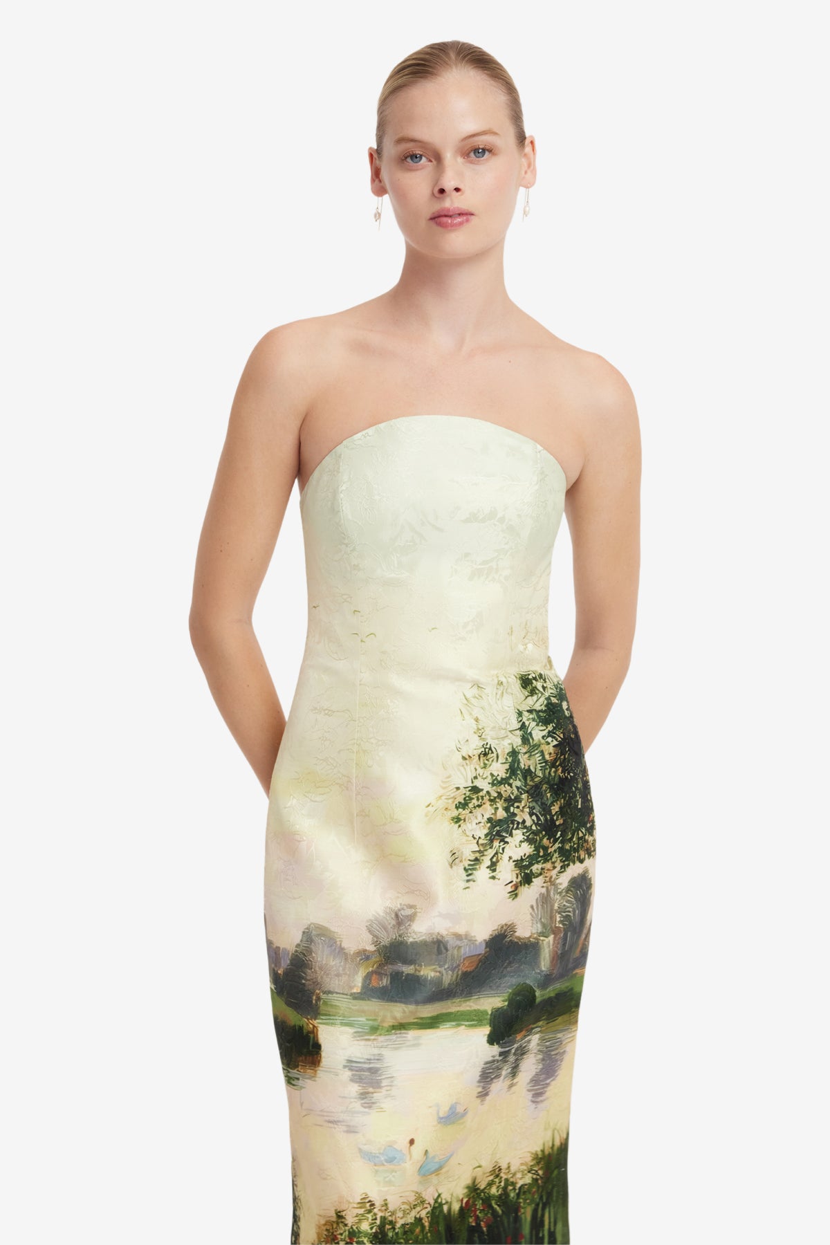 Ava Jacquard Bustier Maxi Dress - Serene Print