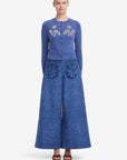 Christina Applique Vegan Suede Pants - Azure