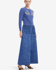 Christina Applique Vegan Suede Pants - Azure