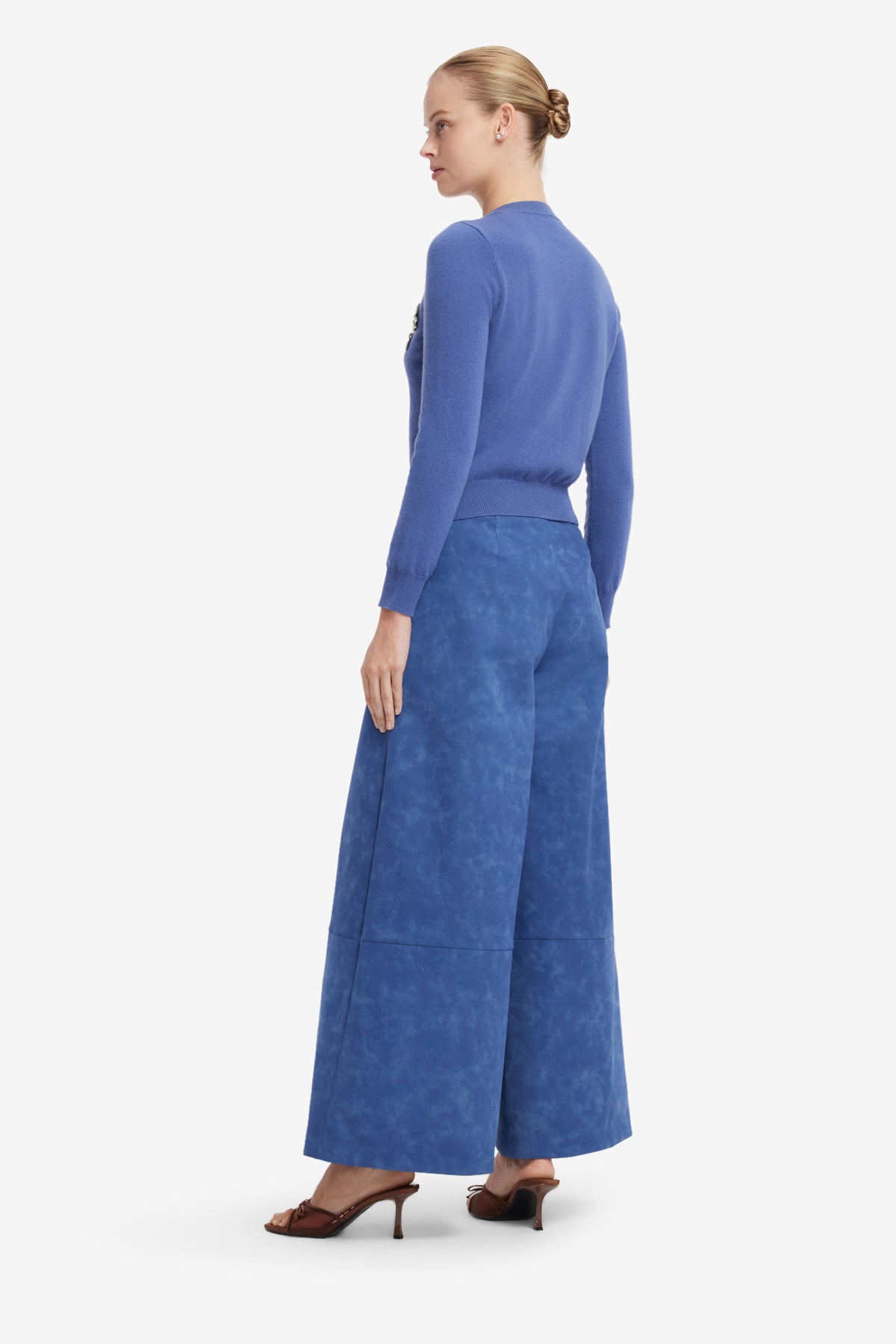 Christina Applique Vegan Suede Pants - Azure