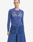 Christina Applique Vegan Suede Pants - Azure
