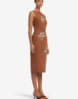 Eleanor Embellished Vegan Suede Midi Dress - Chestnut