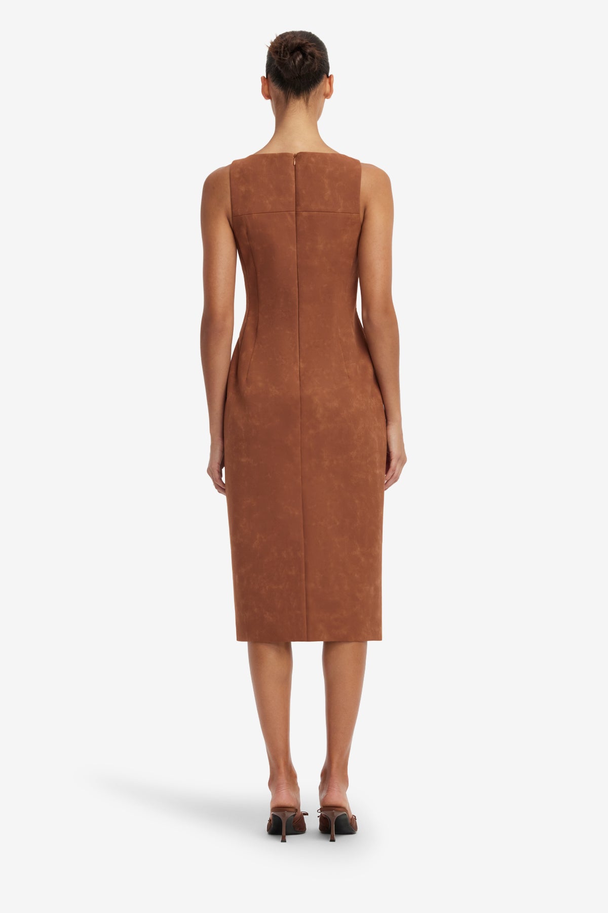 Eleanor Embellished Vegan Suede Midi Dress - Chestnut
