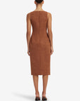 Eleanor Embellished Vegan Suede Midi Dress - Chestnut