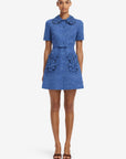 Ashley Applique Vegan Suede Mini Dress - Azure