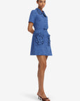 Ashley Applique Vegan Suede Mini Dress - Azure
