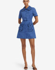 Ashley Applique Vegan Suede Mini Dress - Azure