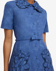 Ashley Applique Vegan Suede Mini Dress - Azure
