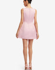Ali Embroidered Boat Neck Mini Dress - Bouquet Print in Pastel Pink
