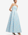 Nora Bustier Maxi Dress - Ditsy Floral Print in Blue