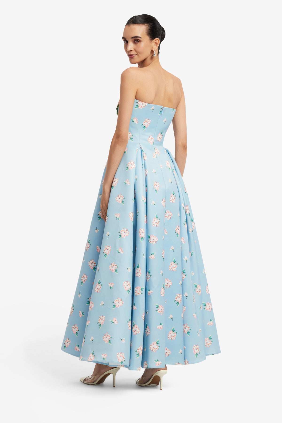 Nora Bustier Maxi Dress - Ditsy Floral Print in Blue