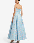 Nora Bustier Maxi Dress - Ditsy Floral Print in Blue