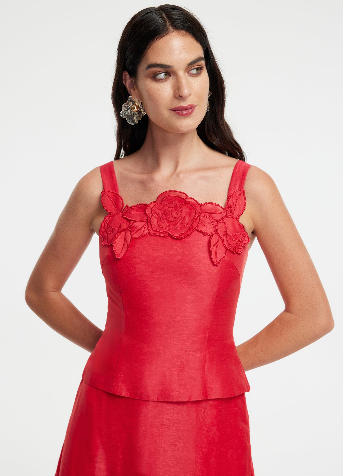 Isadora Applique Top - Scarlet