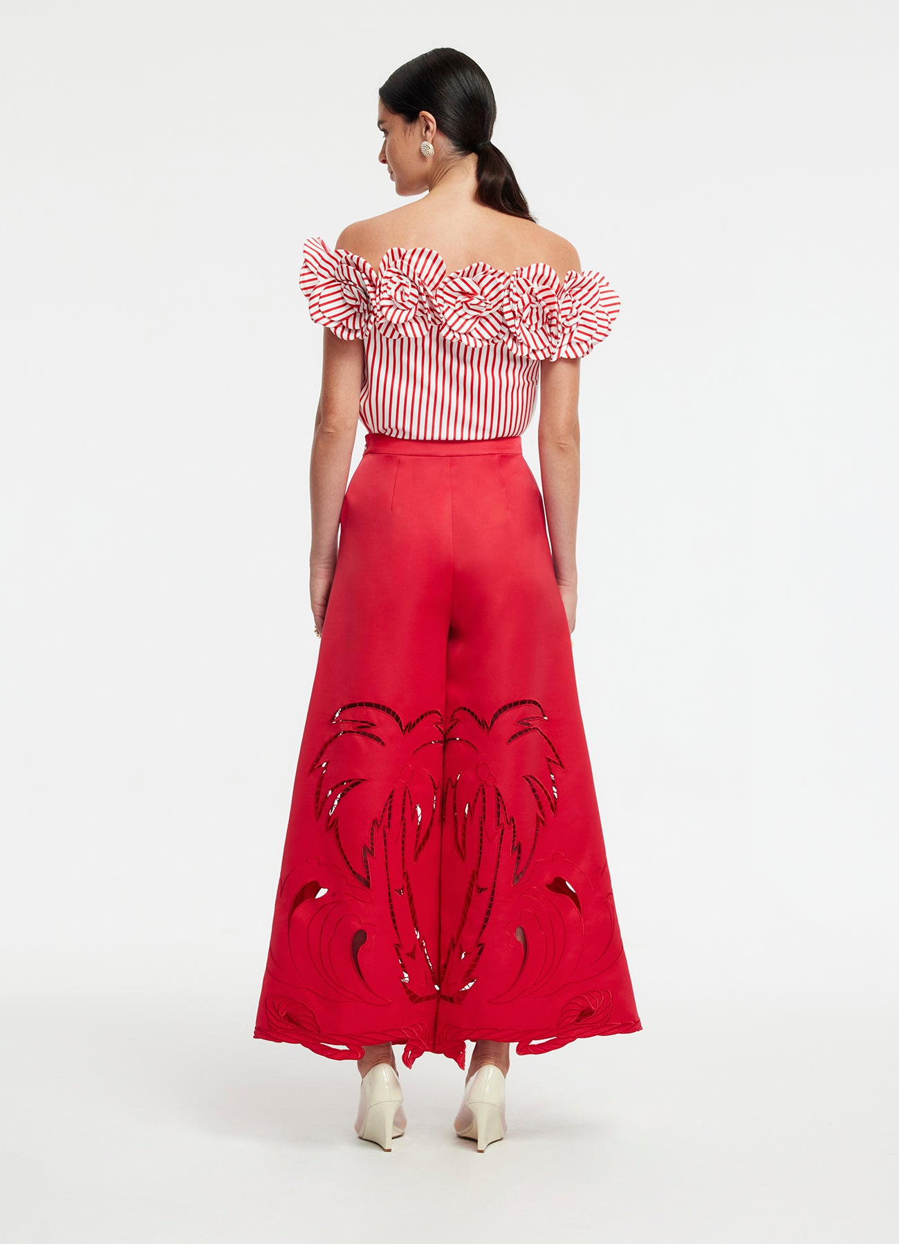 Theodora Applique Pants - Scarlet