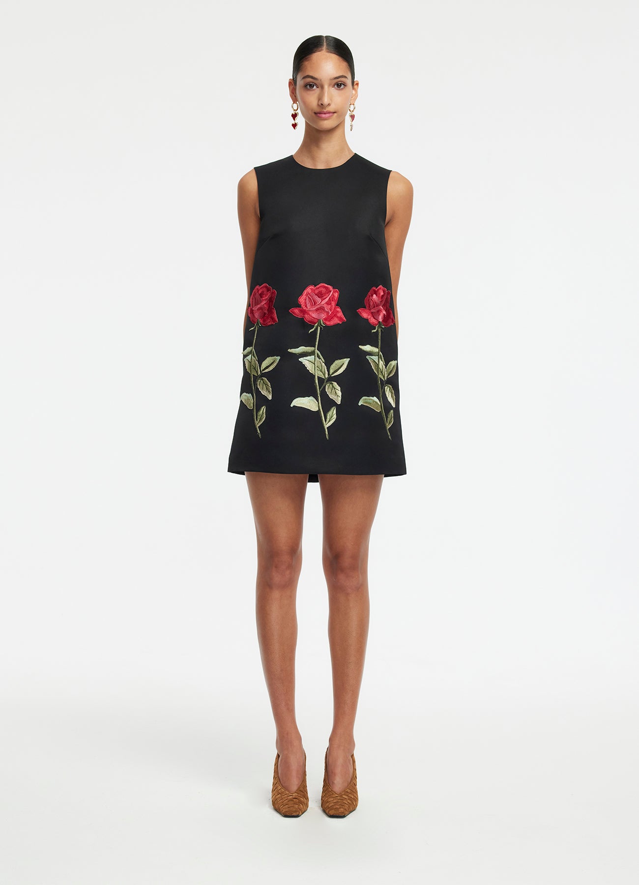 Yvonne Embroidered Mini Dress - Ebony