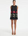 Yvonne Embroidered Mini Dress - Ebony